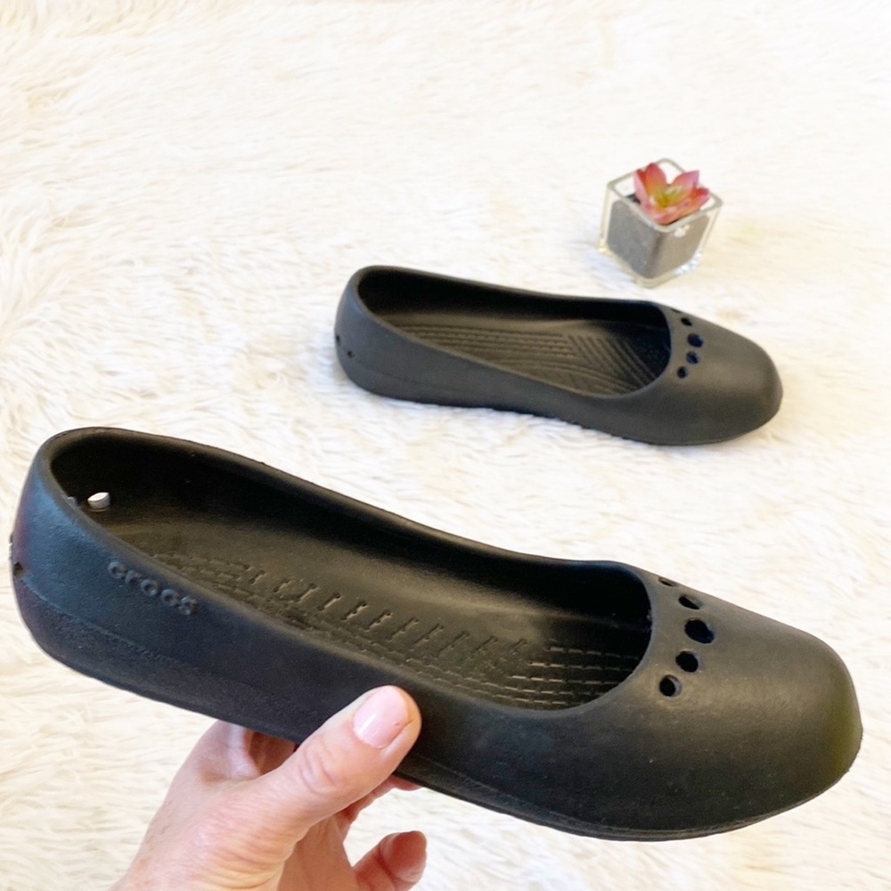 NEW CROCS | Black rubber ballet slip on comfy flats loafers women size 7